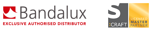 BANDALUX logo and S-CRAFT Licenced Master Partner logo
