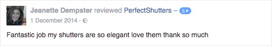 Perfect Shutters Facebook Comment
