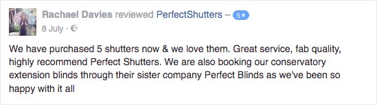 Perfect Shutters Facebook Comment